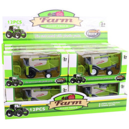 Kombajn, volná kola, kovový, 12 cm, 12 ks v boxu