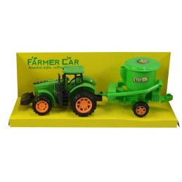 Traktor s vlečkou, na setrvačník, 10x29x9cm