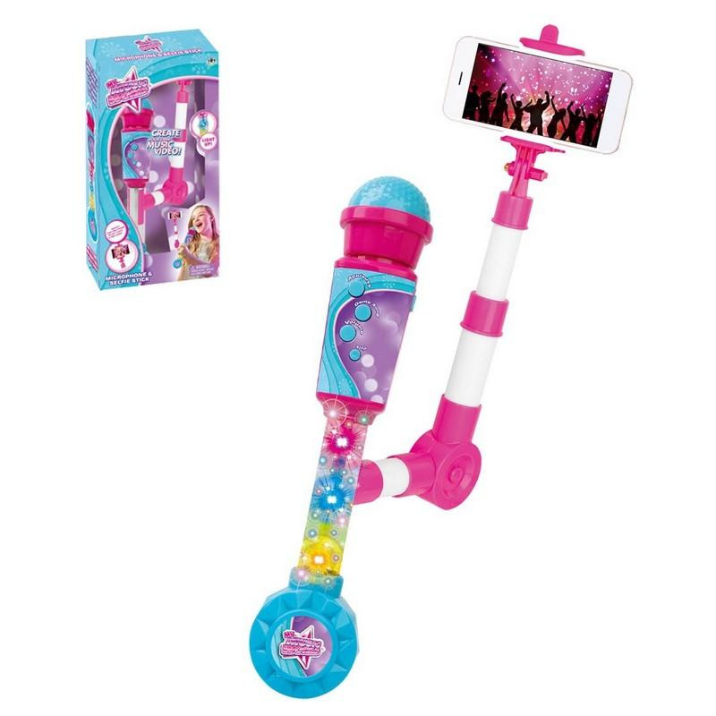 Mikrofon na baterie se selfie tyčkou s možností připojení externího audiozařízení