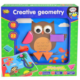 Mozaika geometrické tvary 22 dílků, 12 karet, 25 x 25 cm