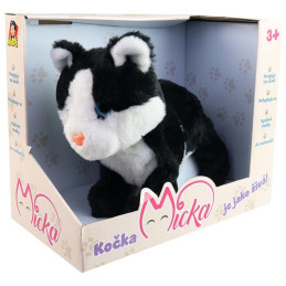 Kočka Micka na baterie, reaguje na zvuk, černá, 26 cm