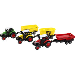 Traktor farmářský s vlečkou, 12 ks v boxu, 10,5 x 3,3 x 3,8 cm