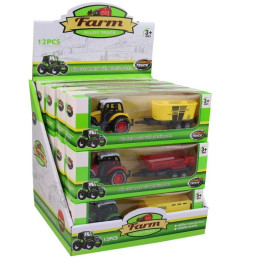 Traktor farmářský s vlečkou, 12 ks v boxu, 10,5 x 3,3 x 3,8 cm