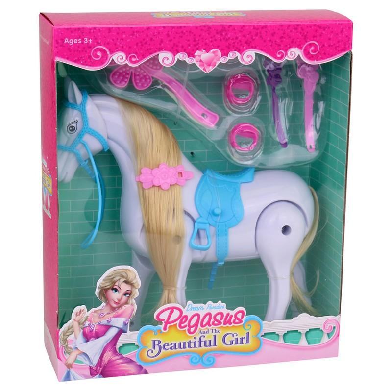 Kůň s příslušenstvím, na baterie, s hudbou, 18 x 9 x 5 cm