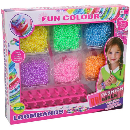 Gumičky se stavem ke zhotovení náramků, 17,5 x 5,5 x 3 cm