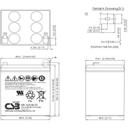 CSB Pb záložní akumulátor VRLA AGM 12V/5,1Ah (HR1221W F2)