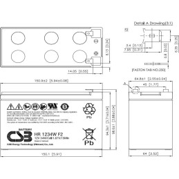 CSB Pb záložní akumulátor VRLA AGM 12V/9Ah (HR1234W F2)