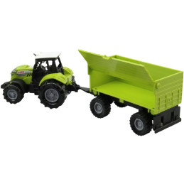 Traktor s vlečkou, se světlem a zvukem, volná kola, 23,5 x 6 x 6 cm