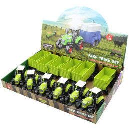 Traktor s vlečkou, se světlem a zvukem, volná kola, 23,5 x 6 x 6 cm