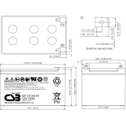 CSB Pb záložní akumulátor VRLA AGM 12V/12Ah (GP12120 F2)