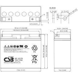 CSB Pb záložní akumulátor VRLA AGM 12V/17Ah (GP12170)