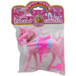 Kůň jednorožec s odnímatelnou uzdečkou, náhrdelníkem, podsedlovou podložkou, sedlem a kartáčem, 17 x 16 x 4 cm