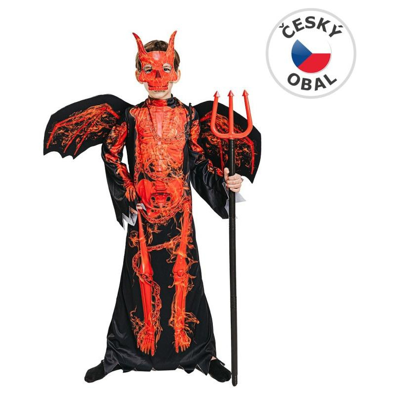 Šaty na karneval - čert kostra, 130 - 140 cm