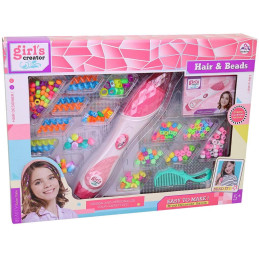 Souprava k zaplétání korálků do vlasů, 38,6 x 28,5 x 5,2 cm