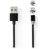 NEDIS USB 2.0-Kabel / USB-A-Stecker - USB Micro-B-Stecker / USB-C-Stecker / Magnetanschlüsse / Schwarz / Blister / 2 m