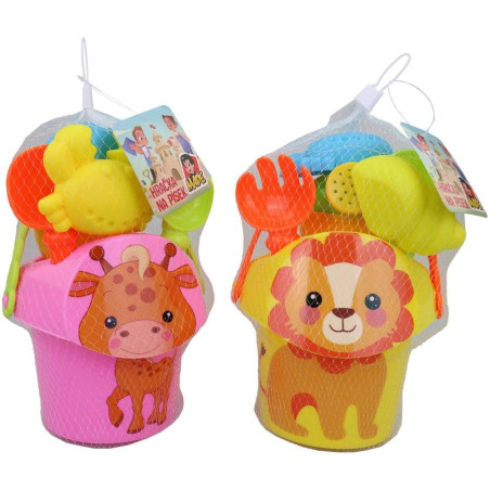 Souprava na písek se zvířátkem, 7 ks, 14,5 x 14 x 22,5 cm