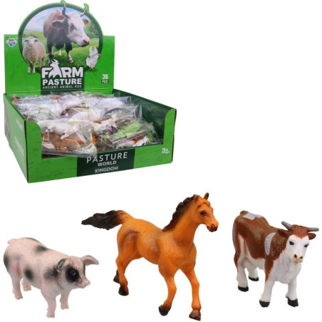 Zvířátka domácí, 36 ks v diplay boxu, 9 cm