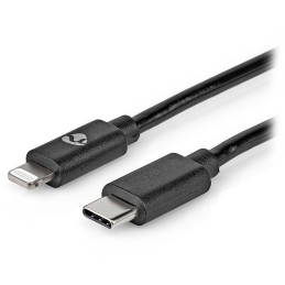 NEDIS Lightning kabel/ USB 2.0/ Apple Lightning 8pinový/ USB-C zástrčka/ kulatý/ černý/ 1m
