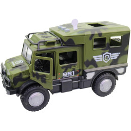 Vojenské auto, na baterie, světlo a zvuk, setrvačník, 25 cm