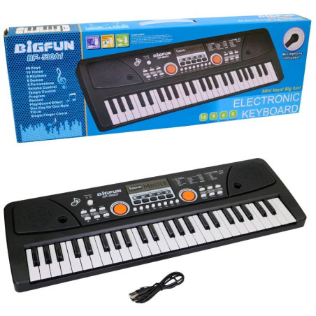 Piáno 49 kláves, mikrofón, 53 x 18 x 5,4 cm