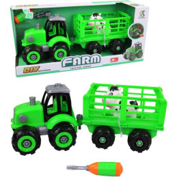 Traktor s vlečkou, šroubovací, 32,5 x 12 x 13 cm