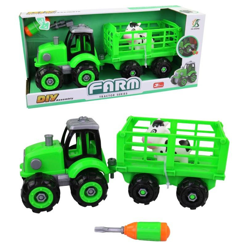 Traktor s vlečkou, šroubovací, 32,5 x 12 x 13 cm