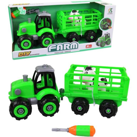 Traktor s vlečkou, šroubovací, 32,5 x 12 x 13 cm