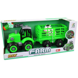 Traktor s vlečkou, šroubovací, 32,5 x 12 x 13 cm