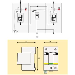 Solarmi DS50PVS-500/G svodič přepětí, 500Vdc, CE