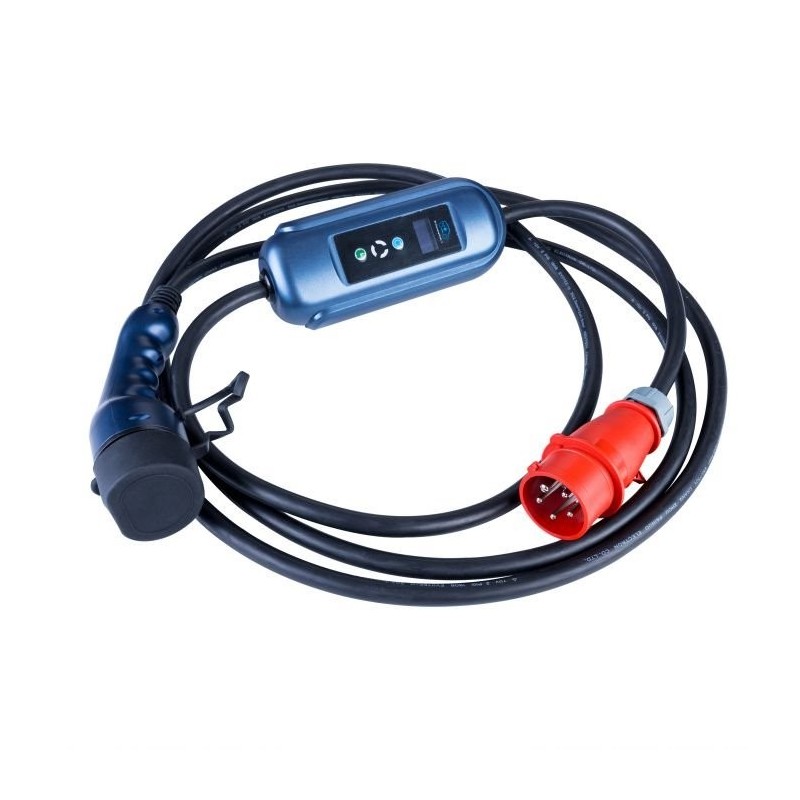 Akyga Stacja ładowania pojazdów elektrycznych CEE 5pin / Typ2 LCD 3-fazowa 32A 22kW, 5m