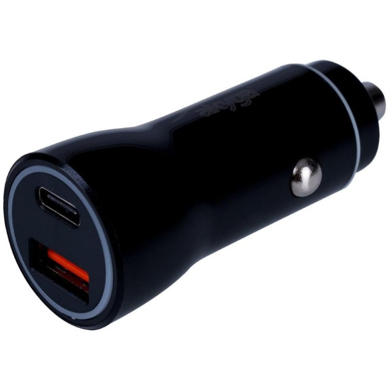 TRX Akyga AK-CH-16 USB nabíječka do auta/ 5-12V/ 36W/ USB-C + USB-A/ PD 3.0/ QC 3.0/ AFC/ FCP/ Apple 2.4A/ PPS/ černá