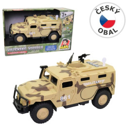 Vojenské auto, na baterie, světlo a zvuk, setrvačník