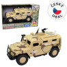 Military car, battery operated, light and sound, flywheel