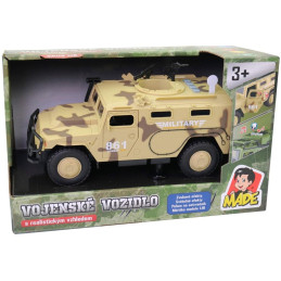Vojenské auto, na baterie, světlo a zvuk, setrvačník