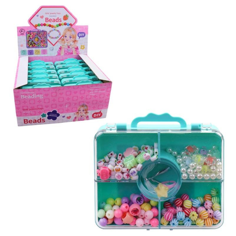 Korálky v kufříku, 12 ks v display boxu, 12 x 11 cm