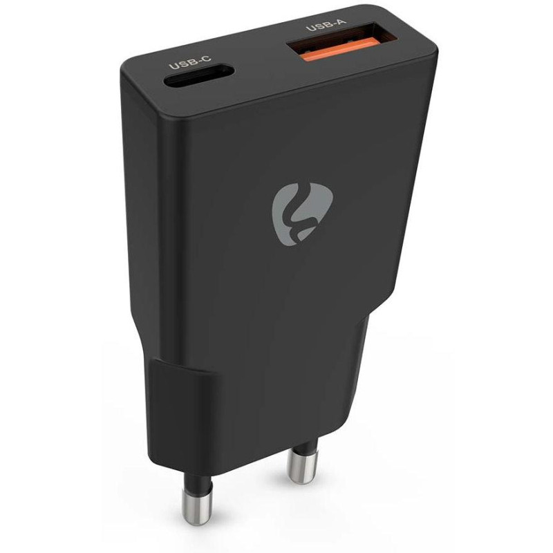 NEDIS síťová nabíječka/ 20 W/ PD 3.0/ rychlé nabíjení/ 1.5 / 2.0 / 2.22 / 3.0 A/ USB-A/ USB-C/ černá