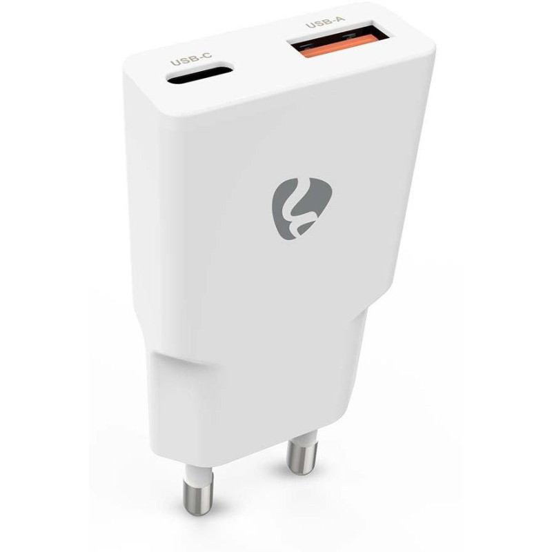 NEDIS síťová nabíječka/ 20 W/ PD 3.0/ rychlé nabíjení/ 1.5 / 2.0 / 2.22 / 3.0 A/ USB-A/ USB-C/ bílá