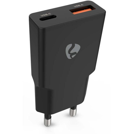 NEDIS síťová nabíječka/ 30 W/ PD 3.0/ rychlé nabíjení/ 1.5 / 2.0 / 2.22 / 3.0 A/ USB-A/ USB-C/ černá