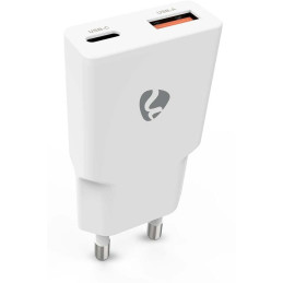 NEDIS síťová nabíječka/ 30 W/ PD 3.0/ rychlé nabíjení/ 1.5 / 2.0 / 2.22 / 3.0 A/ USB-A/ USB-C/ bílá