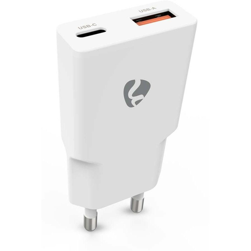 NEDIS síťová nabíječka/ 30 W/ PD 3.0/ rychlé nabíjení/ 1.5 / 2.0 / 2.22 / 3.0 A/ USB-A/ USB-C/ bílá