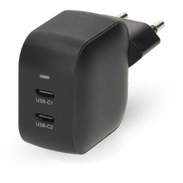 NEDIS síťová nabíječka/ 35 W/ PD 3.0/ rychlé nabíjení/ 1.75 / 2.33 / 2.92 / 3.0 A/ 2x USB-C/ černá