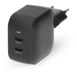 NEDIS síťová nabíječka/ 45 W/ PD 3.0/ rychlé nabíjení/ 2.25 / 3.0 A/ 2x USB-C/ černá