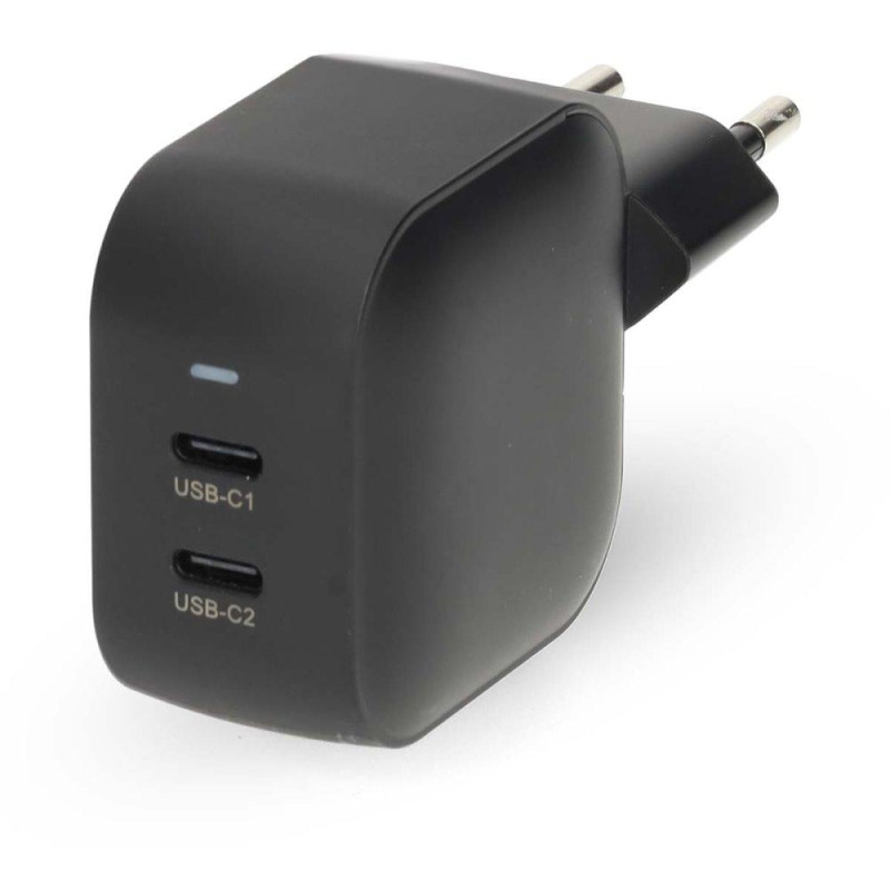 NEDIS síťová nabíječka/ 45 W/ PD 3.0/ rychlé nabíjení/ 2.25 / 3.0 A/ 2x USB-C/ černá