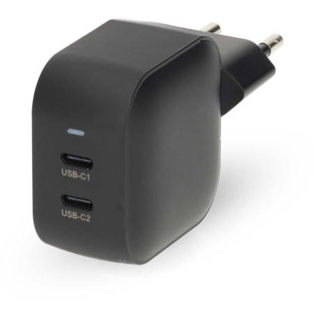 NEDIS síťová nabíječka/ 45 W/ PD 3.0/ rychlé nabíjení/ 2.25 / 3.0 A/ 2x USB-C/ černá