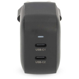 NEDIS síťová nabíječka/ 45 W/ PD 3.0/ rychlé nabíjení/ 2.25 / 3.0 A/ 2x USB-C/ černá