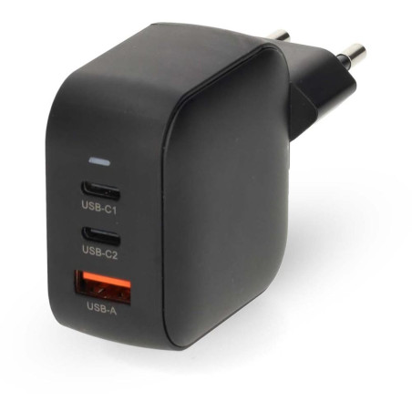 NEDIS síťová nabíječka/ 70 W/ PD 3.0/ rychlé nabíjení/ 1.5 / 2.25 / 2.5 / 3.0 / 3.5 A/ USB-A/ 2x USB-C/ černá