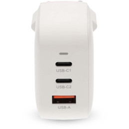 NEDIS síťová nabíječka/ 70 W/ PD 3.0/ rychlé nabíjení/ 1.5 / 2.25 / 2.5 / 3.0 / 3.5 A/ USB-A/ 2x USB-C/ bílá