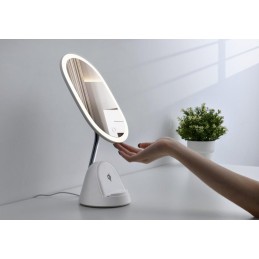 IMMAX LED kosmetické zrcátko FACE 3v1/ stojánek s Qi nabíjením/ 18W/ 70lm/ DC 12V/1,5A/ bílé