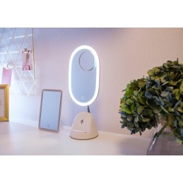 IMMAX LED kosmetické zrcátko FACE 3v1/ stojánek s Qi nabíjením/ 18W/ 70lm/ DC 12V/1,5A/ bílé
