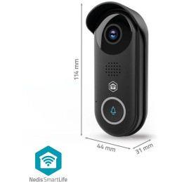 NEDIS Wi-Fi chytrý dveřní videotelefon/ 1920x1080/ 2Mpix/ IP54/ transformátor/ snímač pohybu/ noční vidění/ Onvif/ černý